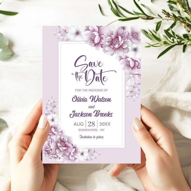 Invitation Mariage floral rose rustique Enregistrer la date (Créateur téléchargé)