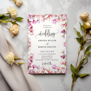 Invitation Mariage floral rose simple
