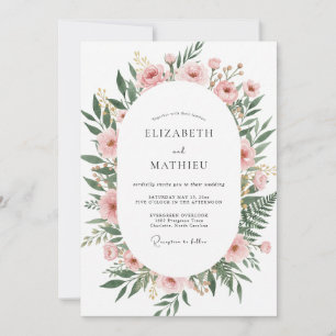 Invitation Mariage Floral Rose Tendresse