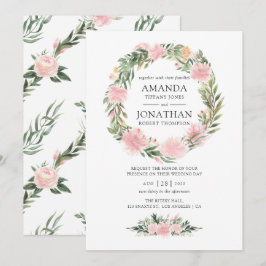 Invitation Mariage floral rose tropical