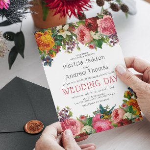 Invitation Mariage Floral Rose Vintage