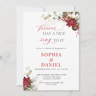 Invitation Mariage floral rouge de Noël Engagement Party