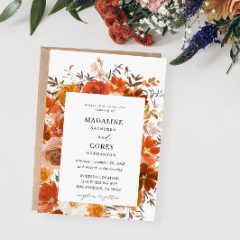 Invitation Mariage floral rouge et orange B