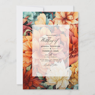 Invitation Mariage floral rouille
