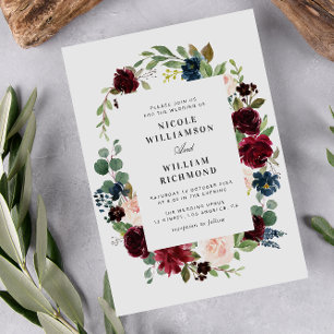 Invitation mariage floral roux eucalyptus