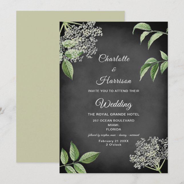 Invitation Mariage floral rustique (Devant / Derrière)