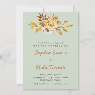 Invitation Mariage Floral Rustique Antique Vert Clair