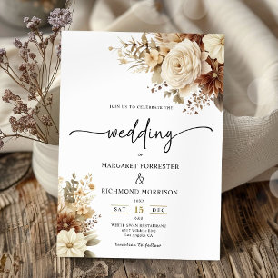 Invitation Mariage floral rustique Boho neutre