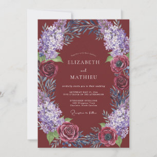 Invitation Mariage Floral Rustique Bourgogne