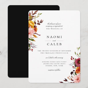 Invitation Mariage floral rustique d'automne