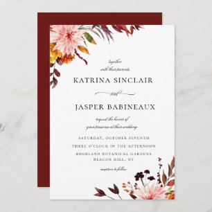 Invitation Mariage floral rustique d'automne