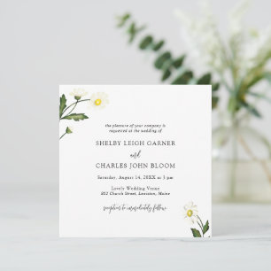 Invitation Mariage floral rustique de marguerite blanche