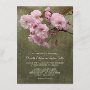 Invitation Mariage floral Rustique en fleurs de cerisier 4,5 