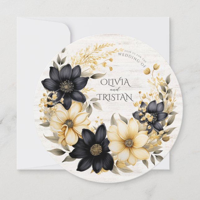Invitation Mariage floral rustique Mariage rond (Devant)