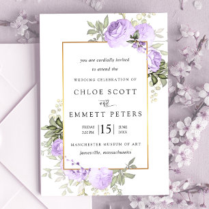 Invitation Mariage Floral Rustique Rose violet clair