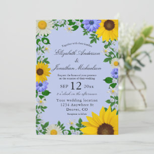Invitation Mariage floral rustique Tournesol Daisy
