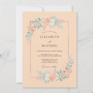 Invitation Mariage Floral Sérénité Abricot