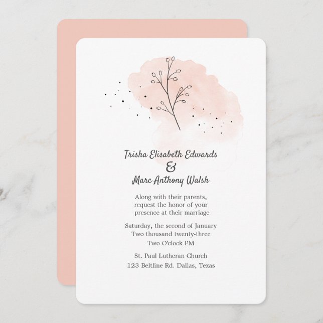 Invitation Mariage floral simple (Devant / Derrière)