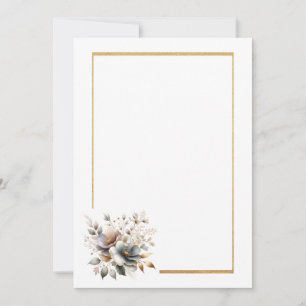 Invitation Mariage floral simple et blanc à cadre or