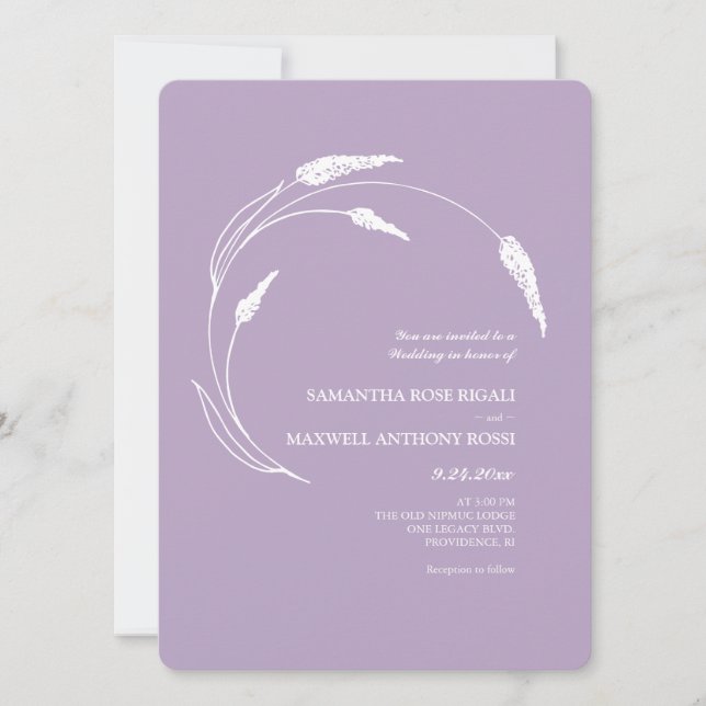 Invitation Mariage floral simple Lavender (Devant)