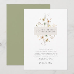 Invitation Mariage Floral Simple Minimal Élégant Imprimé