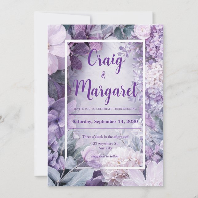 Invitation Mariage floral souple Lilac et Blush (Devant)