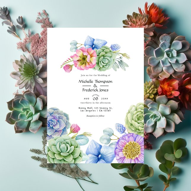 Invitation Mariage floral succulent tendance (Créateur téléchargé)