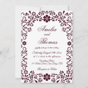 Invitation Mariage Floral Talavera Mexicain Rouge Blanc