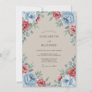 Invitation Mariage Floral Tan Sophistiqué