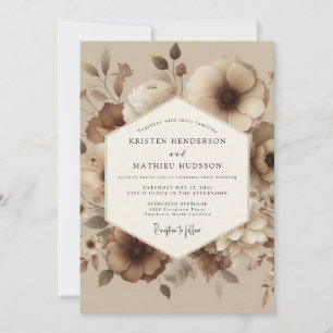 Invitation Mariage Floral Taupe Lavé