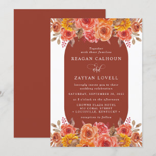 Invitation Mariage Floral Terracotta Aquarelle Automnal