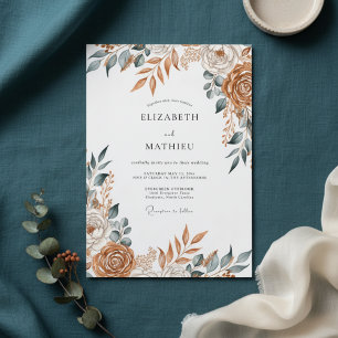 Invitation Mariage Floral Terracotta Artistique