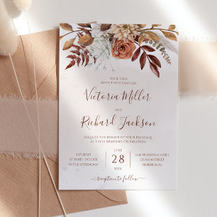 Invitation Mariage Floral Terracotta Automne Rustique