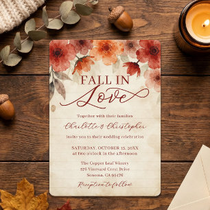 Invitation Mariage Floral Terracotta Automne Tombez Amoureux