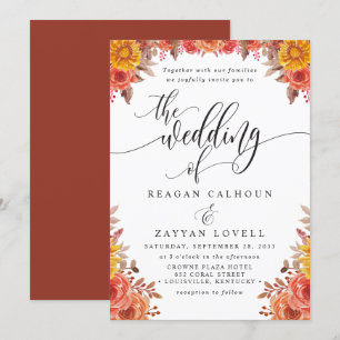 Invitation Mariage Floral Terracotta d'Automne Rustique