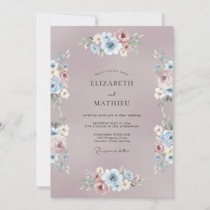 Invitation Mariage Floral Tranquille Mauve