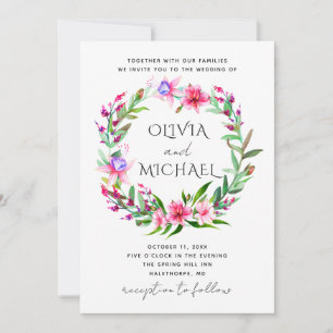 Invitation Mariage floral tropical à l'aquarelle. Fleurs d'Ha