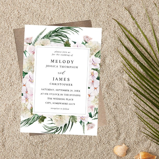 Invitation Mariage floral tropical Boho vert (Créateur téléchargé)