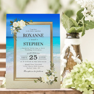 Invitation Mariage Floral Tropical Bord de Plage