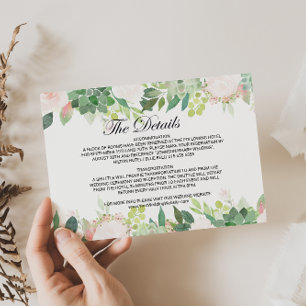 Invitation Mariage floral tropical moderne Détails Insérer un
