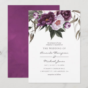 Invitation Mariage floral velours profond
