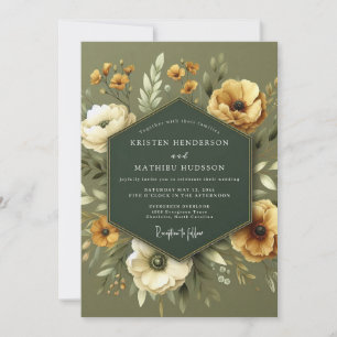 Invitation Mariage Floral Verge d'Or Sage