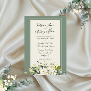 Invitation Mariage Floral Vert Aquarelle Automne Hiver