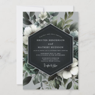 Invitation Mariage Floral Vert Ardoise