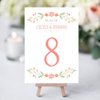 Mariage floral vert de corail rustique Numéro de t