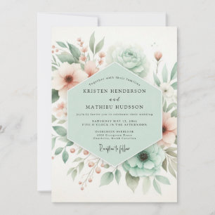 Invitation Mariage Floral Vert Menthe Caprice