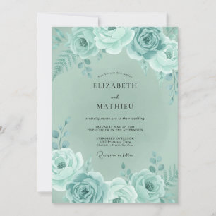 Invitation Mariage Floral Vert Menthe Fantaisie