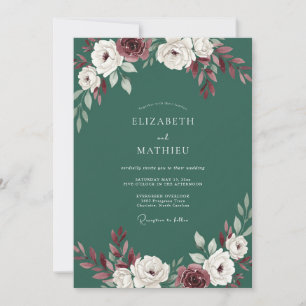 Invitation Mariage Floral Vert Pinée Maussade