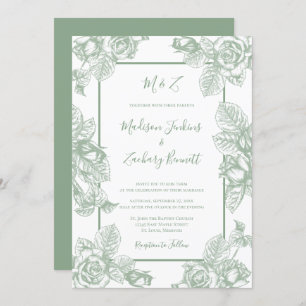 Invitation Mariage floral vert Sage