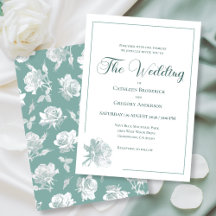 Mariage Floral Vert Sauge Art Ligne Calligraphique